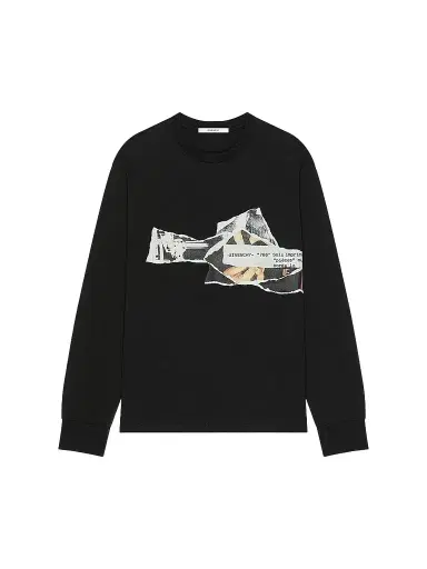 Givenchy Men's T-Shirt in Cotton with Ripped Papers Print - Black | Thumbnail 1 Givenchy Men's T-Shirt in Cotton with Ripped Papers Print - Black | Thumbnail 1