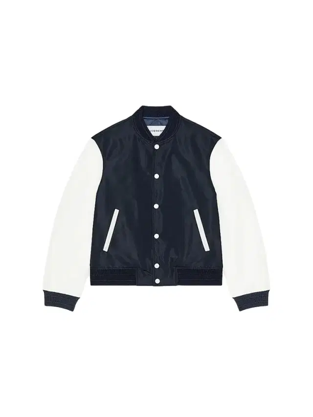 Men's Blouson Jacket in Polyfaille with Embroidery - Navy White
