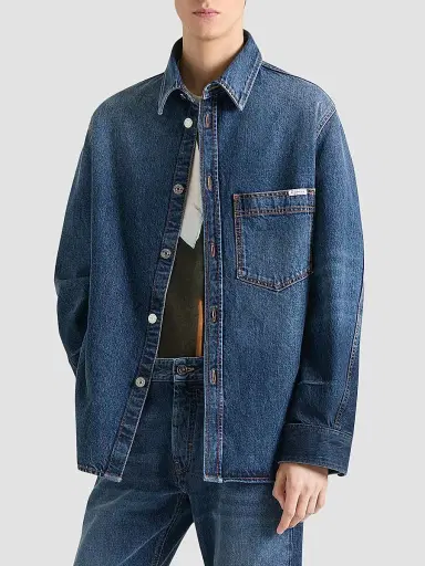 Givenchy Men's Couture Seam Shirt in Denim - Grey Blue | Thumbnail 3