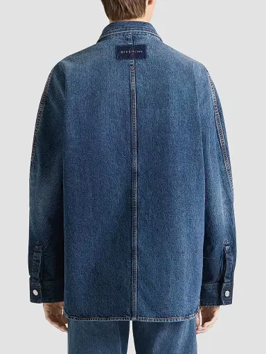 Givenchy Men's Couture Seam Shirt in Denim - Grey Blue | Thumbnail 4