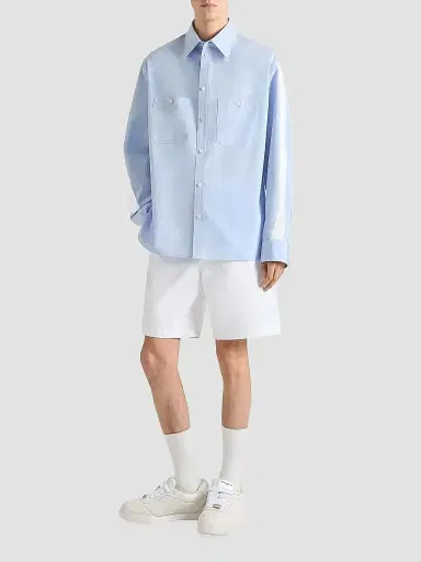 Givenchy Men's Couture Seam Overshirt in Poplin with Gros Grain Detail - Light Blue | Thumbnail 2
