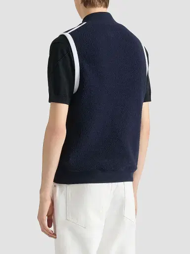 Givenchy Men's Sleeveless Fleece Vest Jacket with Gros Grain Detail - Navy - Size XXL | Thumbnail 4