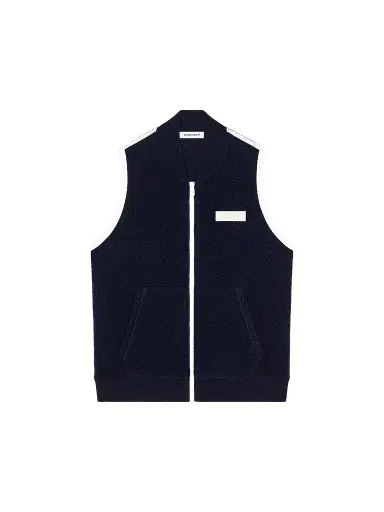 Givenchy Men's Sleeveless Fleece Vest Jacket with Gros Grain Detail - Navy - Size XXL | Thumbnail 1
