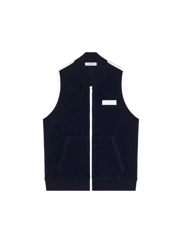 Givenchy Men's Sleeveless Fleece Vest Jacket with Gros Grain Detail - Navy