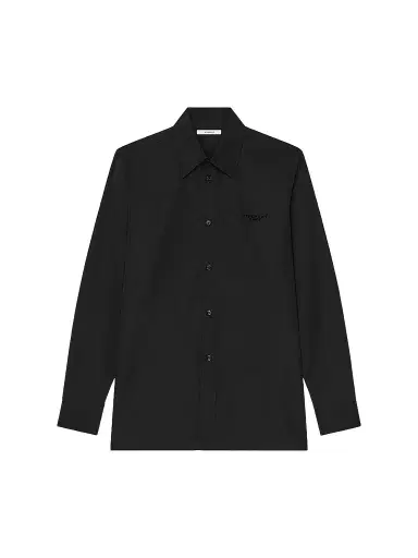 Givenchy Men's Shirt in Poplin with Logo Embroidery - Black | Thumbnail 1 Givenchy Men's Shirt in Poplin with Logo Embroidery - Black | Thumbnail 1