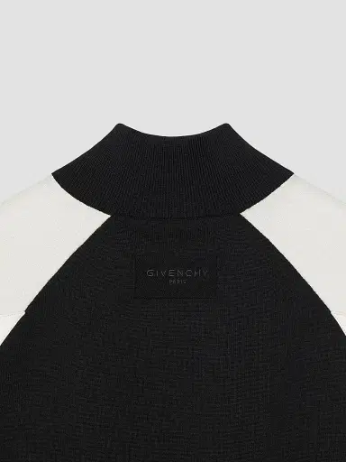 Givenchy Men's Bi-Material Blouson Jacket with Paris Embroidery - Black White | Thumbnail 5