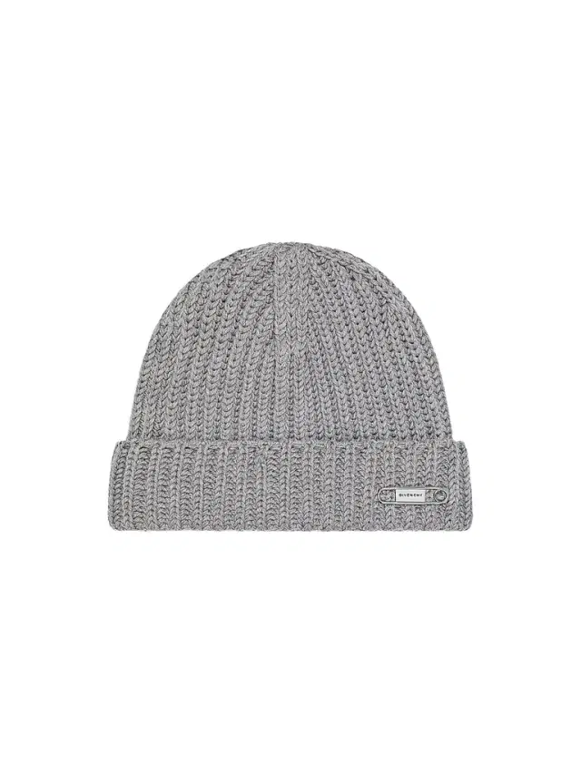 Givenchy Men's Beanie in Wool with Pin - Light Grey