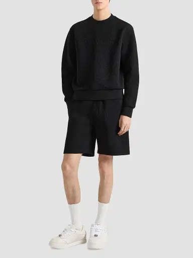 Givenchy Men's Herringbone Knit Sweatshirt with Jacquard - Black | Thumbnail 2