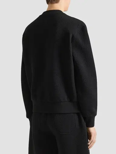 Givenchy Men's Herringbone Knit Sweatshirt with Jacquard - Black | Thumbnail 4