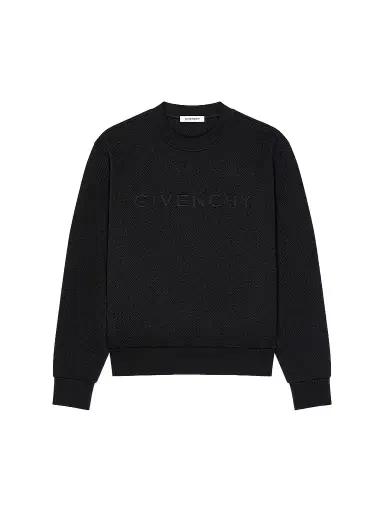 Givenchy Men's Herringbone Knit Sweatshirt with Jacquard - Black | Thumbnail 1