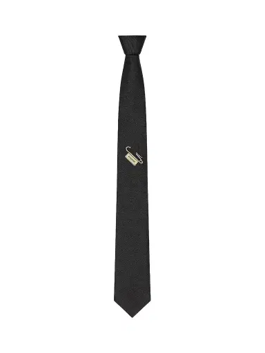 Givenchy Men's Tie in Silk Jacquard with Safety Pin Trompe - Black | Thumbnail 1