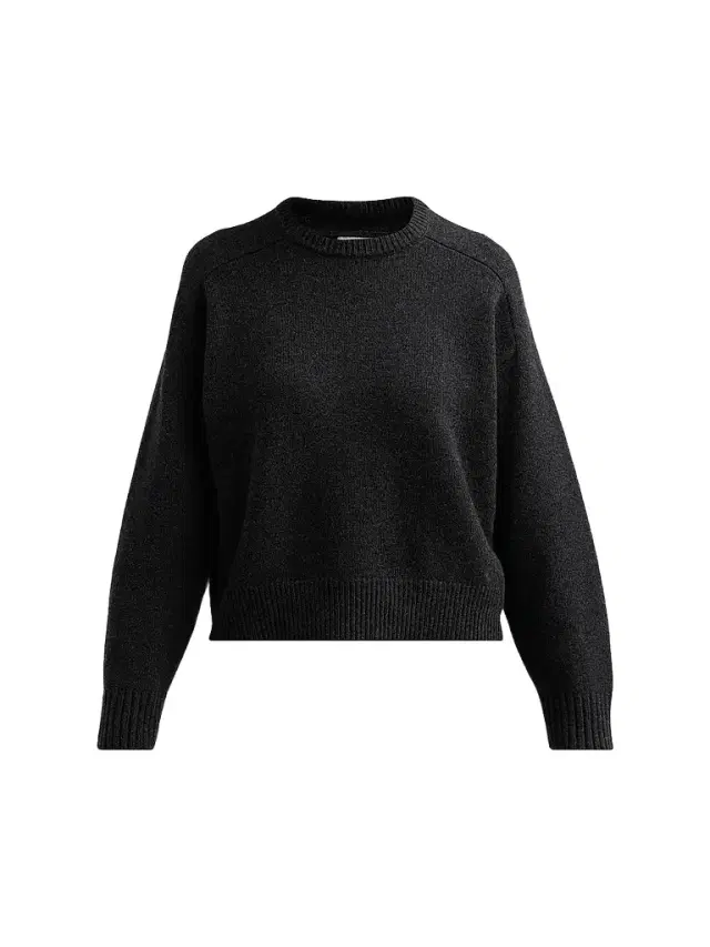 Loulou de Saison Women's Breha Wool-Cashmere Piped Sweater - Charcoal Melange