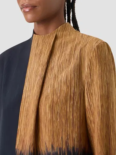 Akris Women's Abstract Print Silk Draped Blouse - Black Vicuna - Size 16 | Thumbnail 5