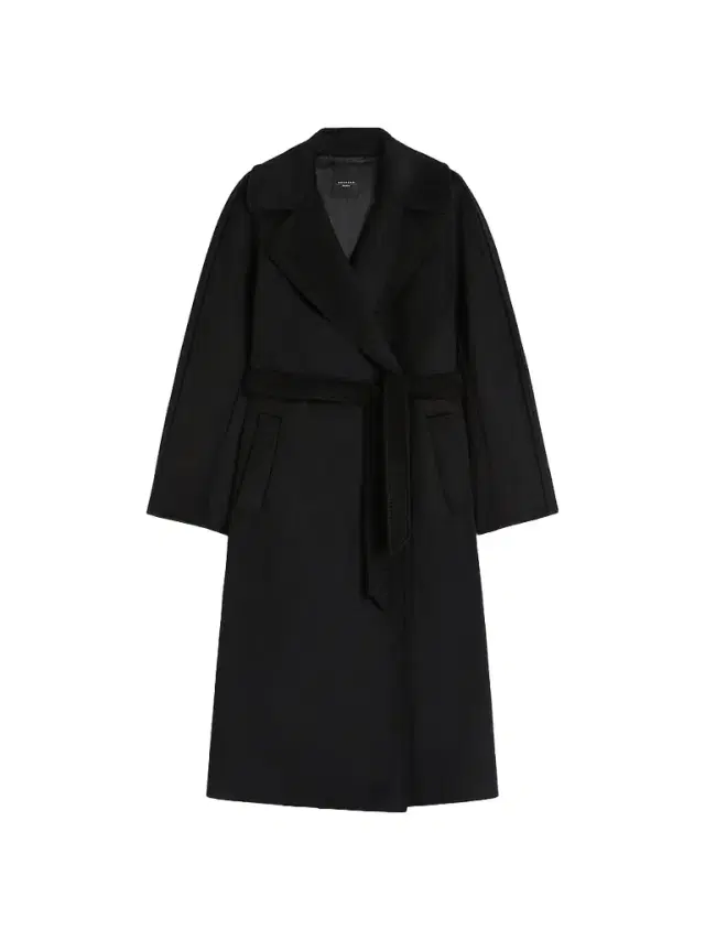 Women's Double Breasted Wool Coat - Black