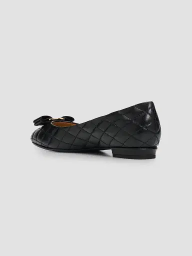 Ferragamo Women's Varina Quilted Leather Ballet Flats - Nero Biscotto - Size 11.5 | Thumbnail 4 Ferragamo Women's Varina Quilted Leather Ballet Flats - Nero Biscotto - Size 11.5 | Thumbnail 4