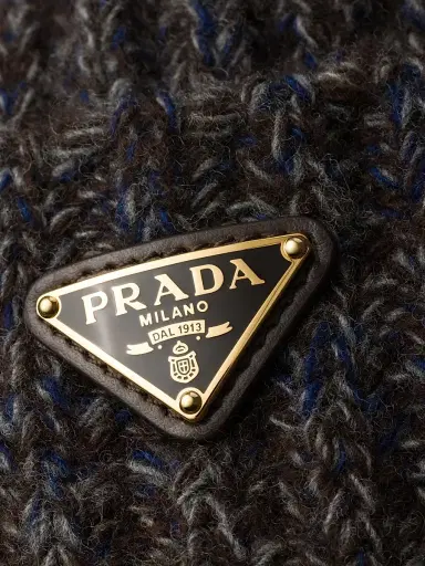 Prada Women's Mouliné Cashmere and Wool Beanie - Dark Blue | Thumbnail 2 Prada Women's Mouliné Cashmere and Wool Beanie - Dark Blue | Thumbnail 2