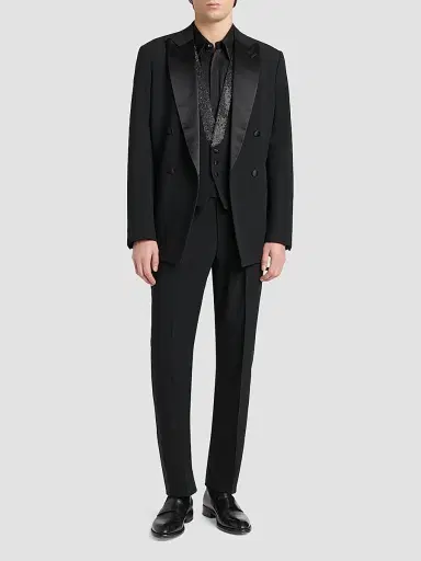 Giorgio Armani Men's Crystal-Embellished Wool-Blend Vest - Black Beauty - Size 48 | Thumbnail 2 Giorgio Armani Men's Crystal-Embellished Wool-Blend Vest - Black Beauty - Size 48 | Thumbnail 2