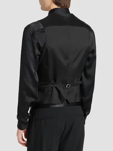Giorgio Armani Men's Crystal-Embellished Wool-Blend Vest - Black Beauty - Size 48 | Thumbnail 3 Giorgio Armani Men's Crystal-Embellished Wool-Blend Vest - Black Beauty - Size 48 | Thumbnail 3