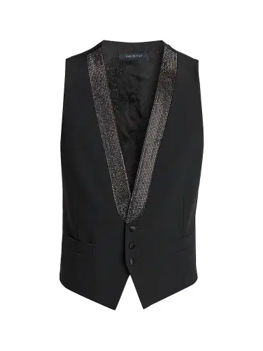 Giorgio Armani Men's Crystal-Embellished Wool-Blend Vest - Black Beauty - Size 48 | Thumbnail 1 Giorgio Armani Men's Crystal-Embellished Wool-Blend Vest - Black Beauty - Size 48 | Thumbnail 1