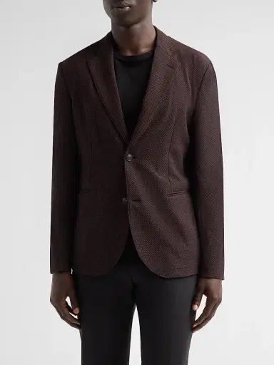 Emporio Armani Men's Square Textured Wool-Blend Soft Jacket - Size 50 | Thumbnail 4 Emporio Armani Men's Square Textured Wool-Blend Soft Jacket - Size 50 | Thumbnail 4