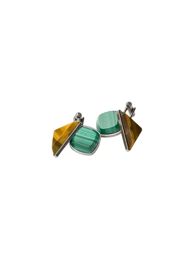 Men's Metal and Semi-Precious Stone Cufflinks - Green