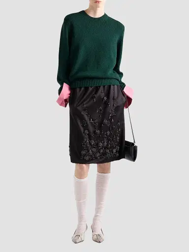 Prada Women's Wool and Cashmere Crew-Neck Sweater | Thumbnail 2 Prada Women's Wool and Cashmere Crew-Neck Sweater | Thumbnail 2