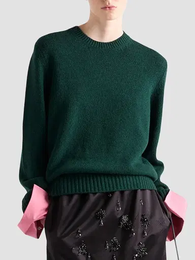 Prada Women's Wool and Cashmere Crew-Neck Sweater | Thumbnail 3 Prada Women's Wool and Cashmere Crew-Neck Sweater | Thumbnail 3