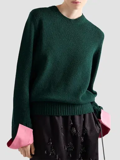 Prada Women's Wool and Cashmere Crew-Neck Sweater | Thumbnail 4 Prada Women's Wool and Cashmere Crew-Neck Sweater | Thumbnail 4