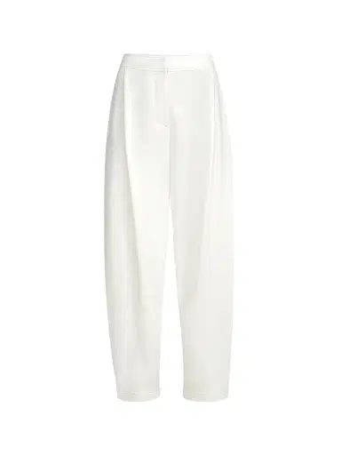 Brunello Cucinelli Women's Cotton Smooth French Terry Pleated Track Trousers - White - Size XXL | Thumbnail 1