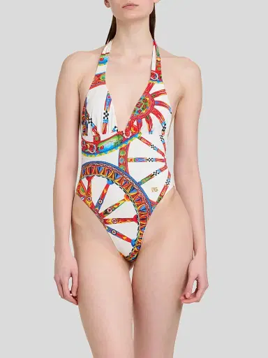 Dolce & Gabbana Women's St. Carretto Halter One-Piece Swimsuit | Thumbnail 4 Dolce & Gabbana Women's St. Carretto Halter One-Piece Swimsuit | Thumbnail 4