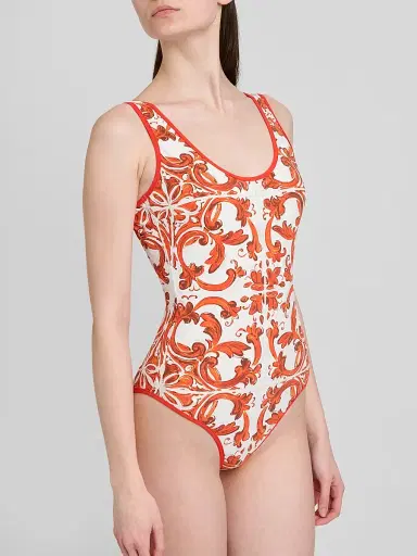 Dolce & Gabbana Women's St. Maiolica One-Piece Swimsuit - Maiolica Arancion - Size XL | Thumbnail 3