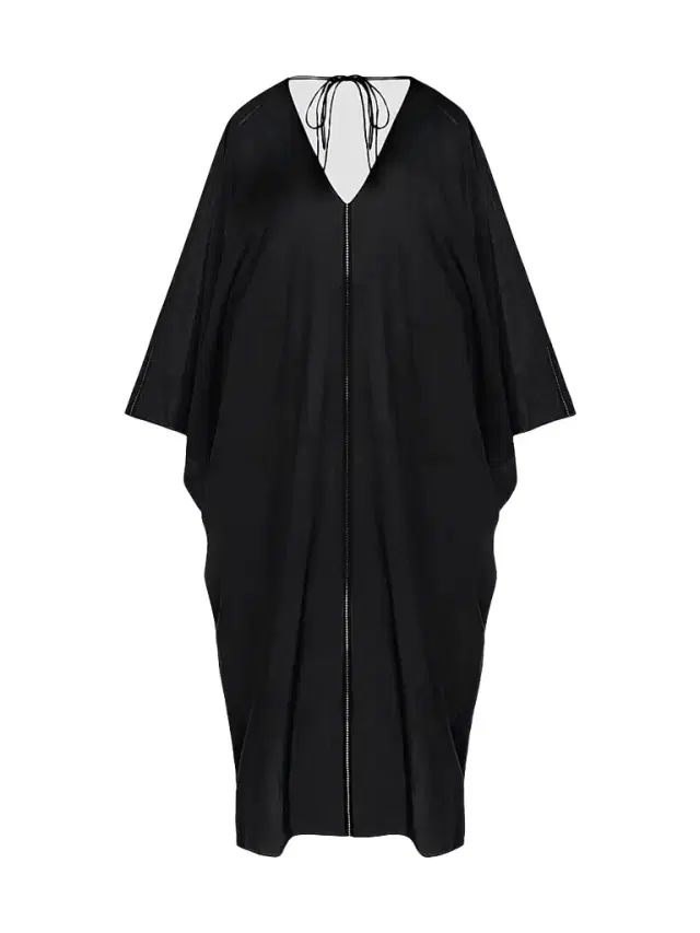 Another Tomorrow Women's Voile Caftan - Black