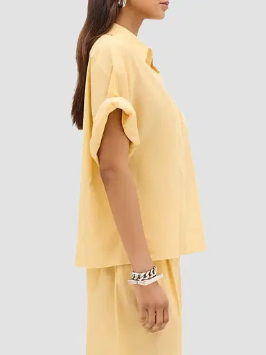 Another Tomorrow Women's Voile Short Sleeve Shirt - Mimosa - Size XL | Thumbnail 3