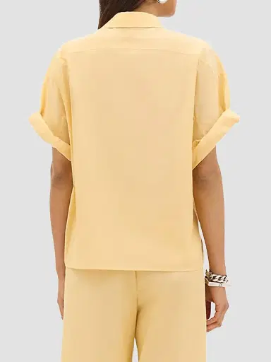 Another Tomorrow Women's Voile Short Sleeve Shirt - Mimosa - Size XL | Thumbnail 4