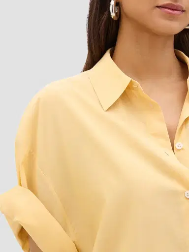 Another Tomorrow Women's Voile Short Sleeve Shirt - Mimosa - Size XL | Thumbnail 5