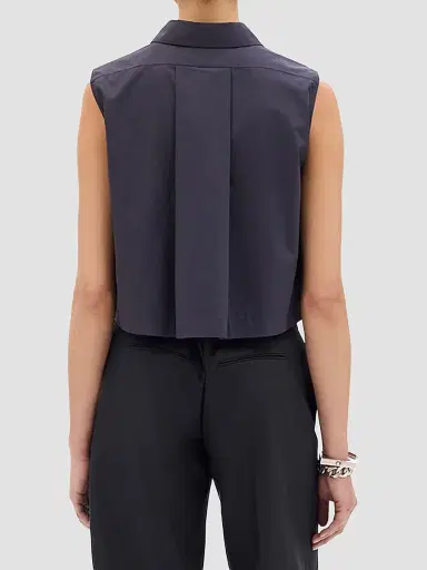 Another Tomorrow Women's Cropped Sleeveless Shirt - Midnight - Size XL | Thumbnail 4 Another Tomorrow Women's Cropped Sleeveless Shirt - Midnight - Size XL | Thumbnail 4