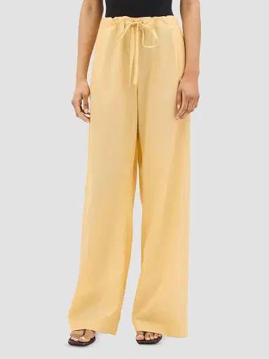 Another Tomorrow Women's Voile Drawcord Pants - Mimosa - Size Large | Thumbnail 2