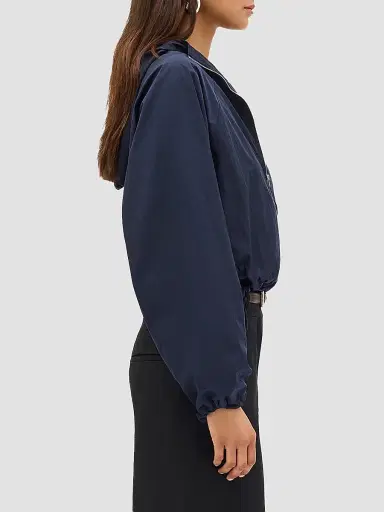 Another Tomorrow Women's Nylon Short Blouson Jacket - Navy - Size Medium | Thumbnail 3 Another Tomorrow Women's Nylon Short Blouson Jacket - Navy - Size Medium | Thumbnail 3