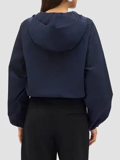 Another Tomorrow Women's Nylon Short Blouson Jacket - Navy - Size Medium | Thumbnail 4 Another Tomorrow Women's Nylon Short Blouson Jacket - Navy - Size Medium | Thumbnail 4