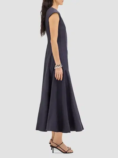 Another Tomorrow Women's V-Neck Day Dress - Midnight - Size Medium | Thumbnail 3
