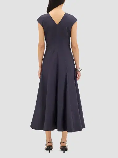 Another Tomorrow Women's V-Neck Day Dress - Midnight - Size Medium | Thumbnail 4