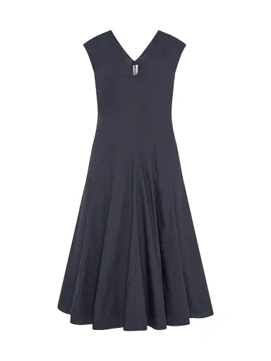 Another Tomorrow Women's V-Neck Day Dress - Midnight - Size Medium | Thumbnail 1