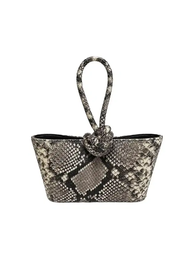 Ahikoza Women's The Senna Midi Snake-Embossed Printed Leather Top Handle Bag - Black And White