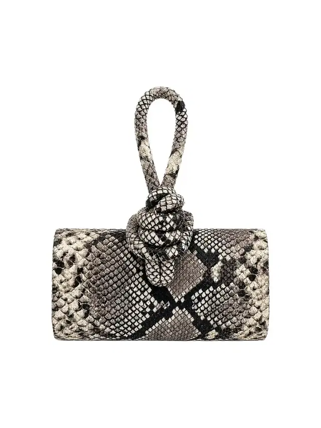 Ahikoza Women's The Amina Snakeskin-Embossed Leather Top Handle Bag - Black White Print Snake Ski