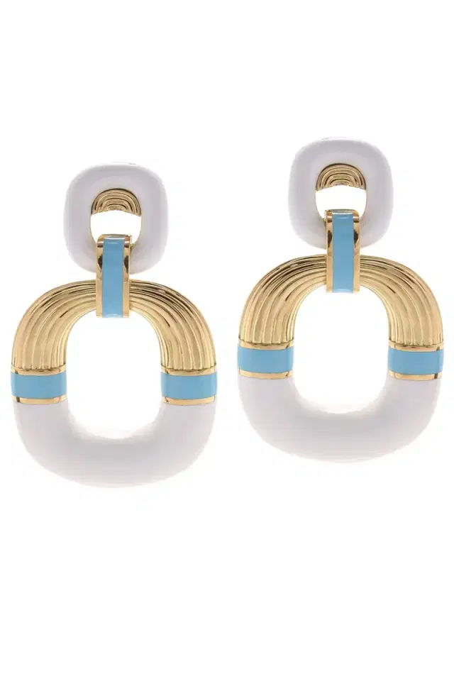 DAVID WEBB Light Blue White Radiator Hoop Earrings