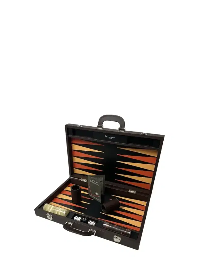 Renzo Romagnoli Large Leather Backgammon Set with Handles