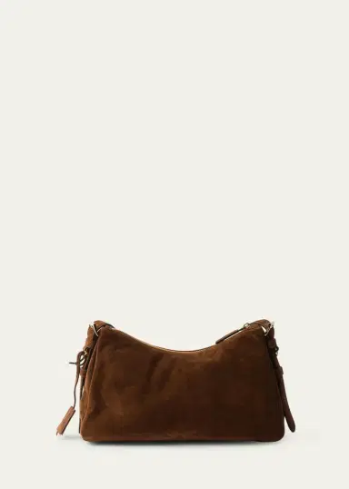 Prada Aimee Medium Zip Suede Shoulder Bag | Thumbnail 6