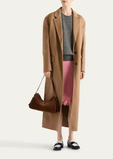 Prada Aimee Medium Zip Suede Shoulder Bag | Thumbnail 8