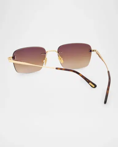 Tom Ford Men's Jake Rimless Rectangular Metal Sunglasses | Thumbnail 2