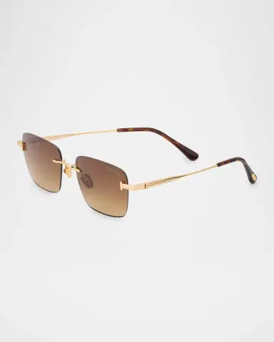 Tom Ford Men's Jake Rimless Rectangular Metal Sunglasses | Thumbnail 3